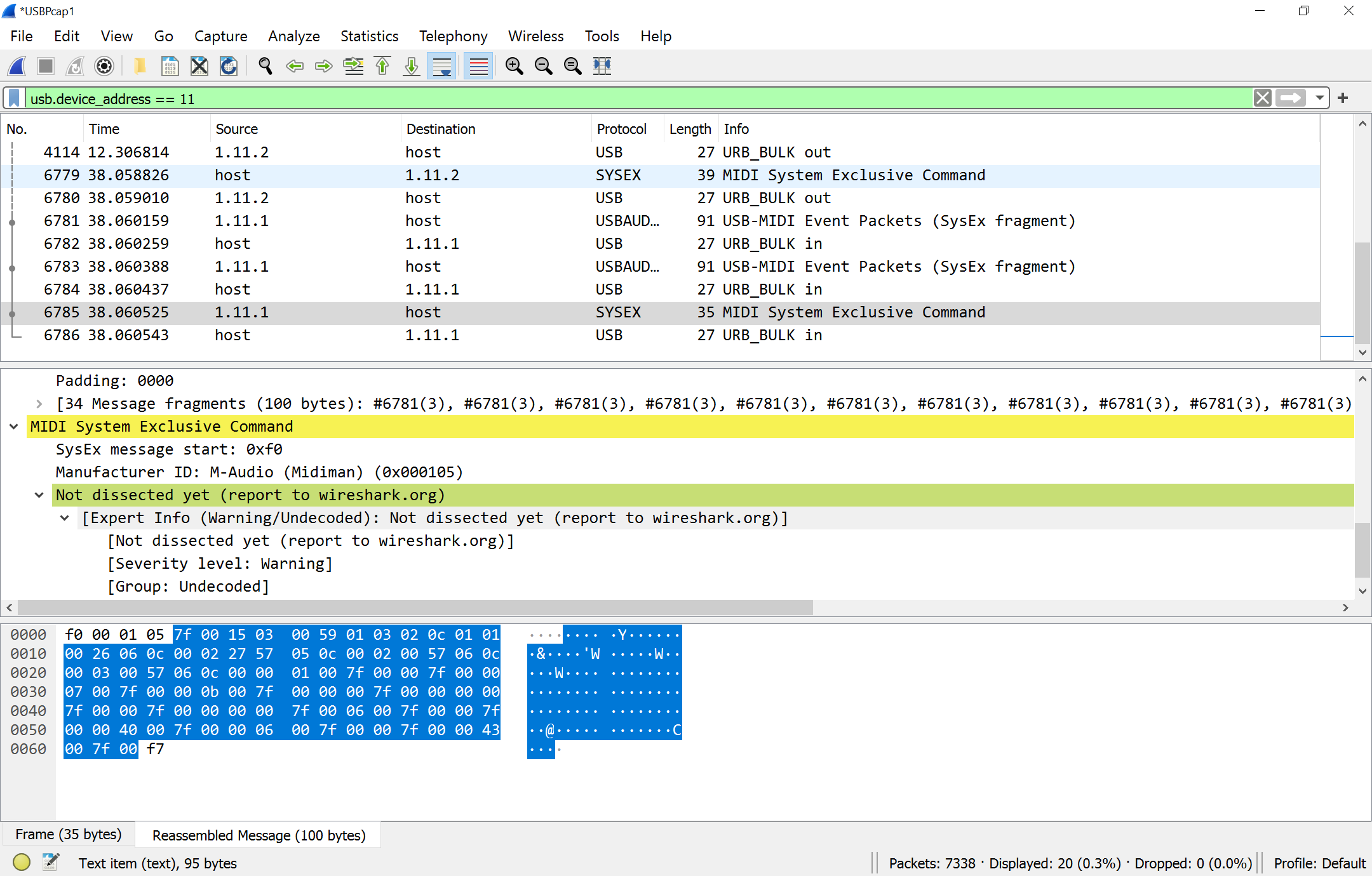 wireshark window, with a longer response, containing the same data as before