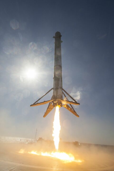a SpaceX booster in the process of landing