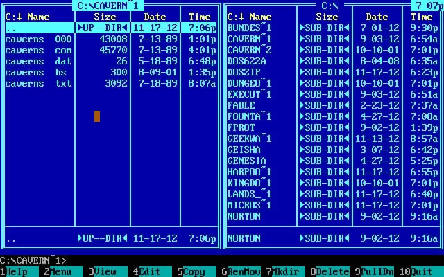 a screenshot of Norton Commander