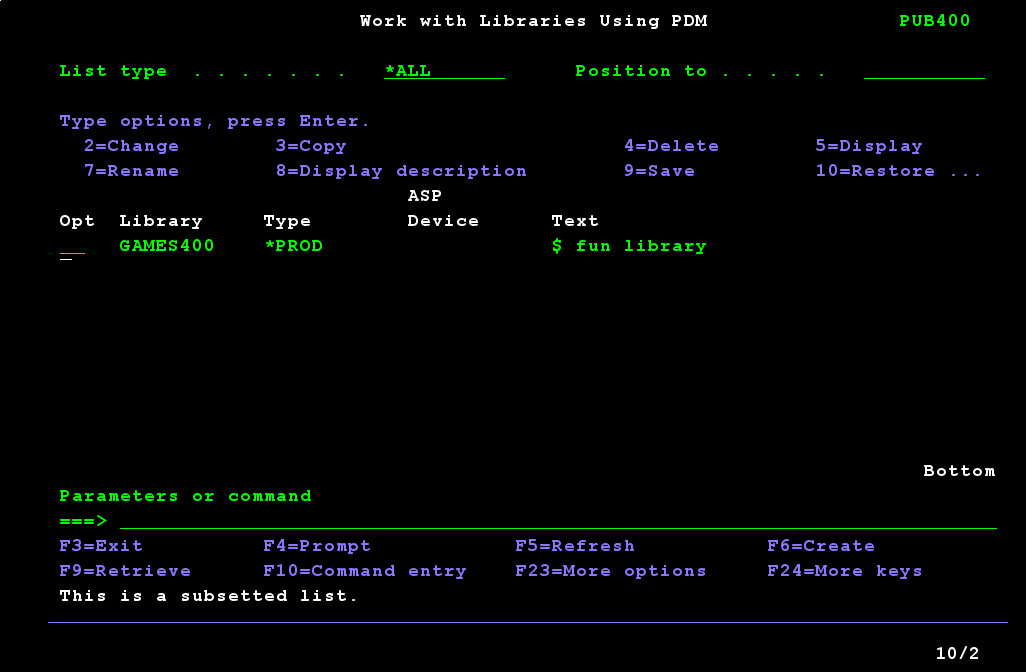 'work with libraries with PDM'; a screen listing libraries