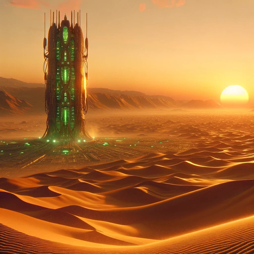 a green glowy tower on Arrakis